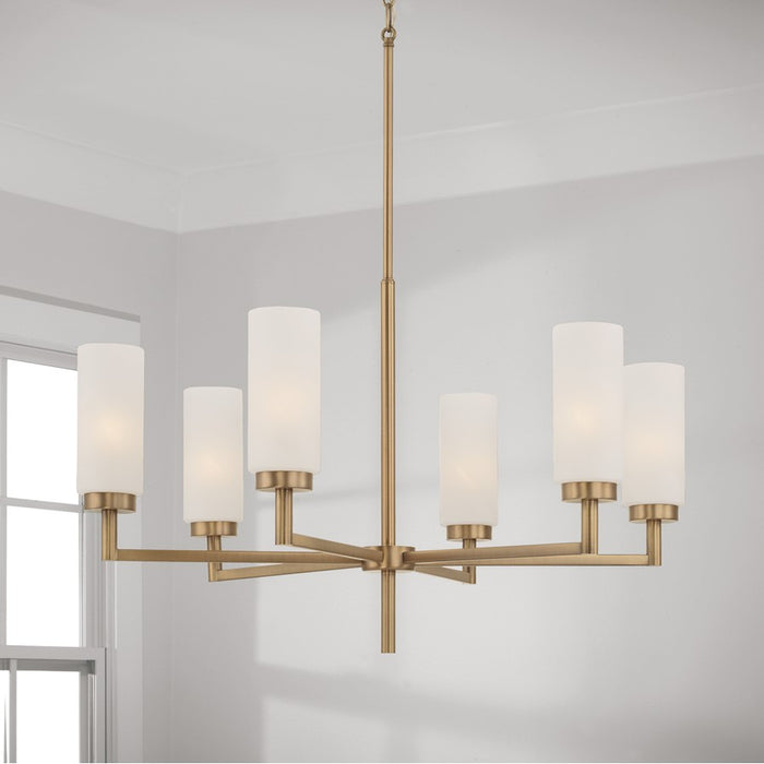 Capital Lighting Alyssa 6 Light Chandelier, Brass/Faux Alabaster