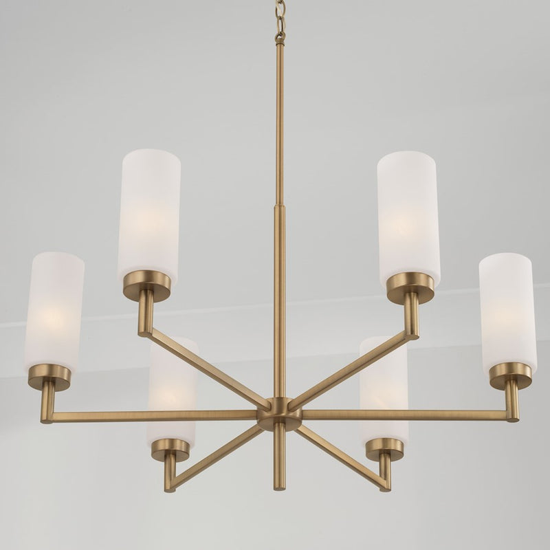 Capital Lighting Alyssa 6 Light Chandelier, Brass/Faux Alabaster