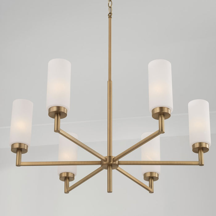 Capital Lighting Alyssa 6 Light Chandelier, Brass/Faux Alabaster