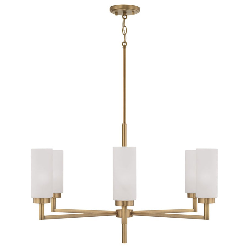 Capital Lighting Alyssa 6 Light Chandelier, Brass/Faux Alabaster