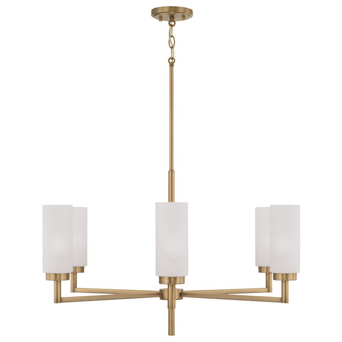 Capital Lighting Alyssa 6 Light Chandelier, Brass/Faux Alabaster