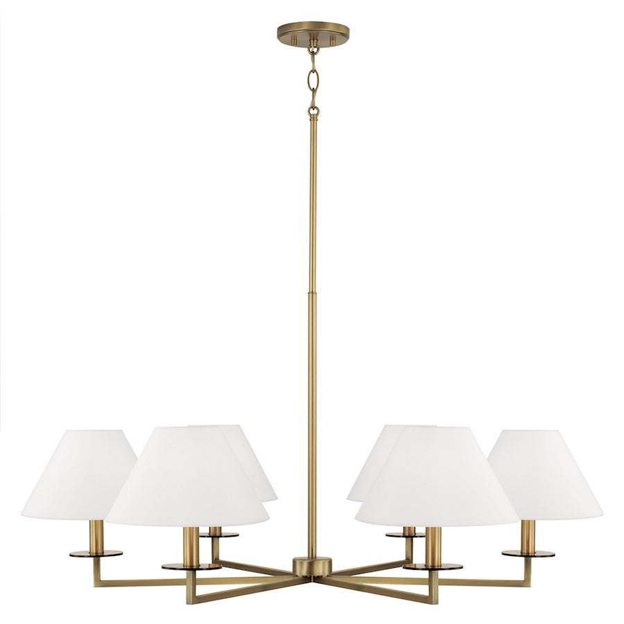 Capital Lighting Gilda Chandelier, Brass/White Fabric