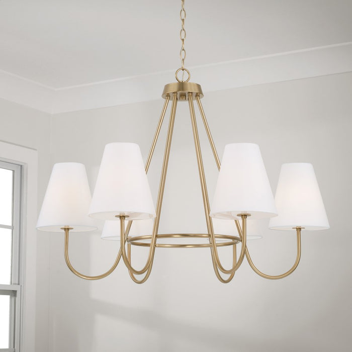 Capital Lighting Julia 6Lt Chandelier, Brass/White Straights