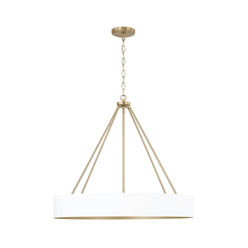 Capital Lighting Weller 4Lt Chandelier, Matte Brass/White