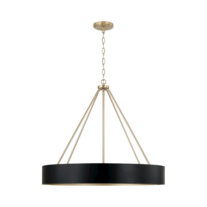 Capital Lighting Weller 4Lt Chandelier, Matte Brass/Black