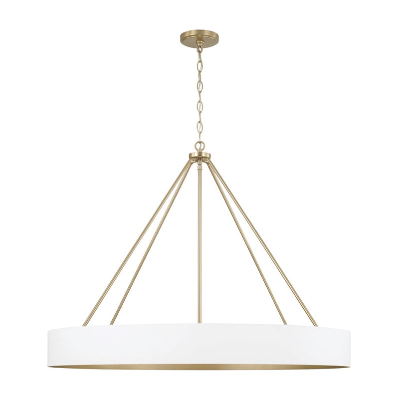 Capital Lighting Weller 6Lt Chandelier, Matte Brass/White