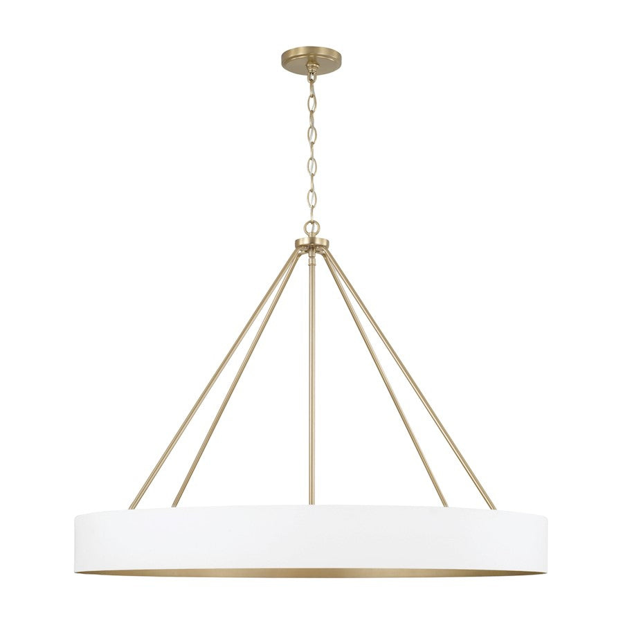 Capital Lighting Weller 6Lt Chandelier, Matte Brass/White/ - 453061RE