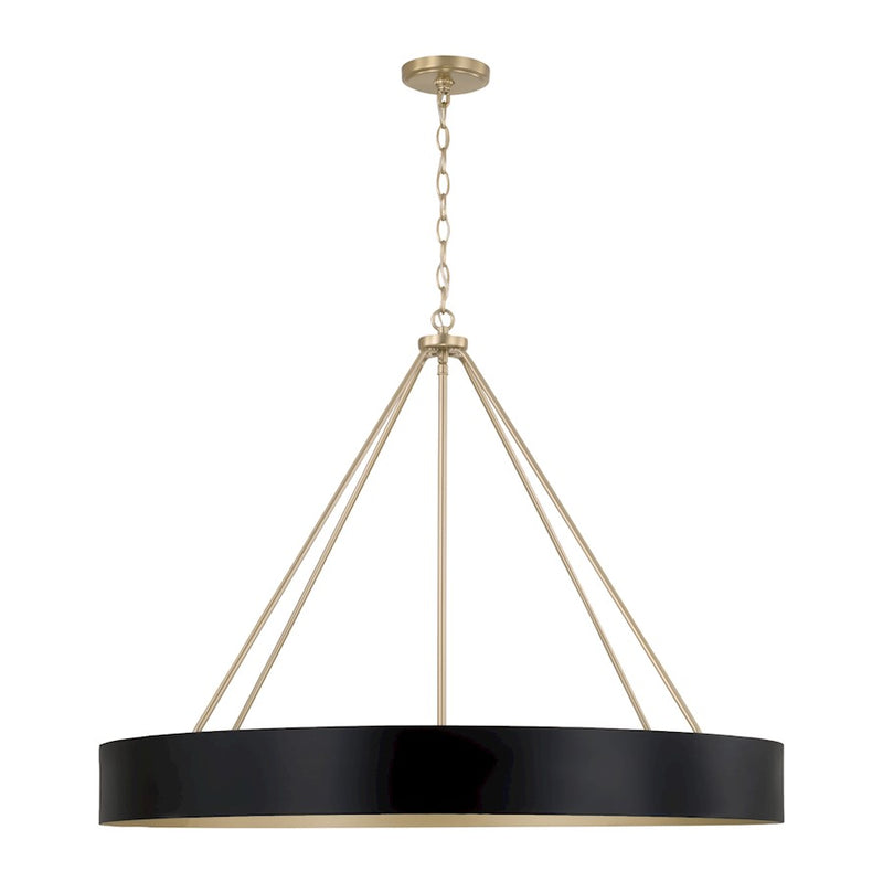 Capital Lighting Weller 6Lt Chandelier, Matte Brass/Black