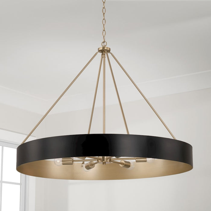 Capital Lighting Weller 6Lt Chandelier, Matte Brass/Black