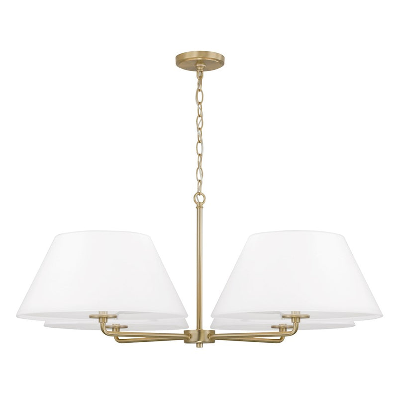 Capital Lighting Parson 4Lt 39" Chandelier, Brass/White Stay-Straight