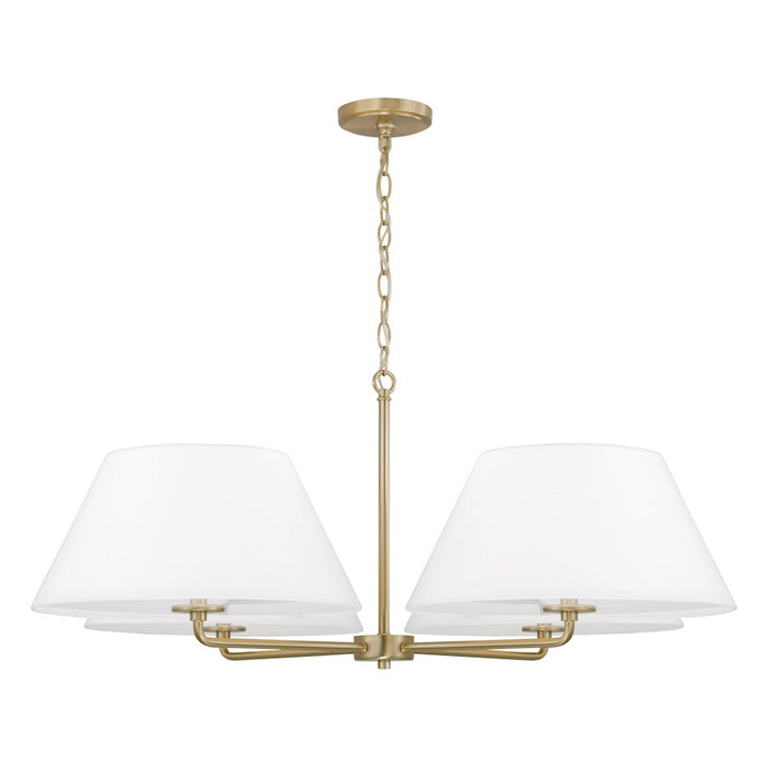 Capital Lighting Parson 4Lt 39" Chandelier, Brass/White Stay-Straight - 453241MA