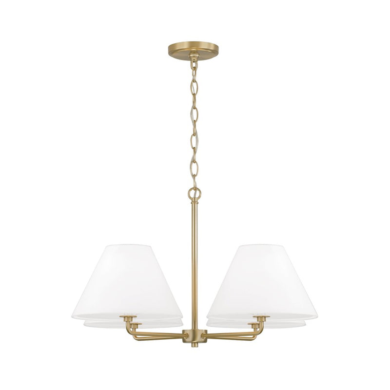 Capital Lighting Parson 4Lt 27" Chandelier, Brass/White Stay-Straight