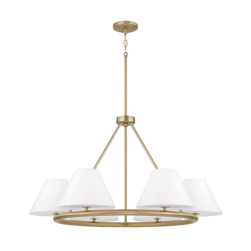 Capital Lighting Parson 6Lt Chandelier, Brass/White Stay-Straights