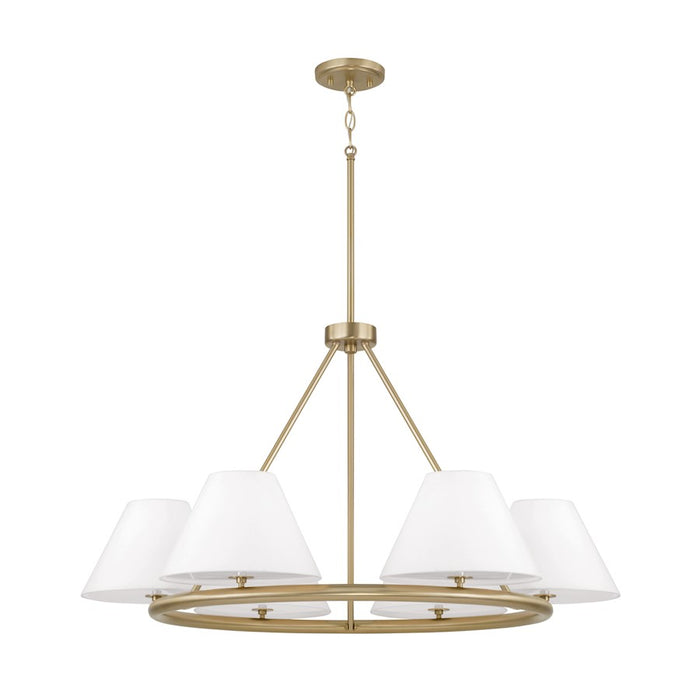 Capital Lighting Parson 6Lt Chandelier, Brass/White Stay-Straights - 453261MA