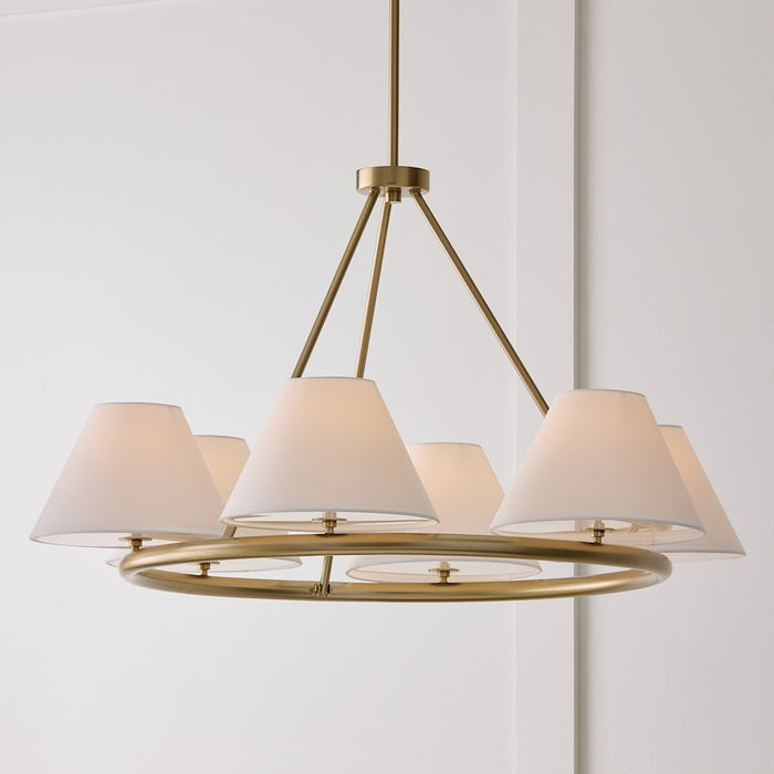 Capital Lighting Parson 6Lt Chandelier, Brass/White Stay-Straights