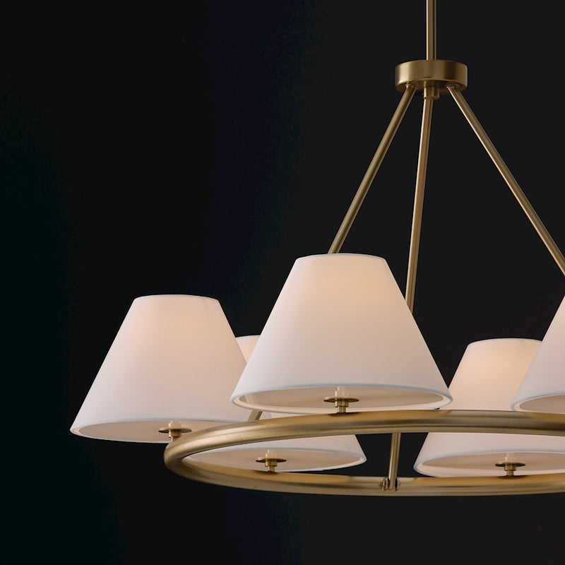 Capital Lighting Parson 6Lt Chandelier, Brass/White Stay-Straights