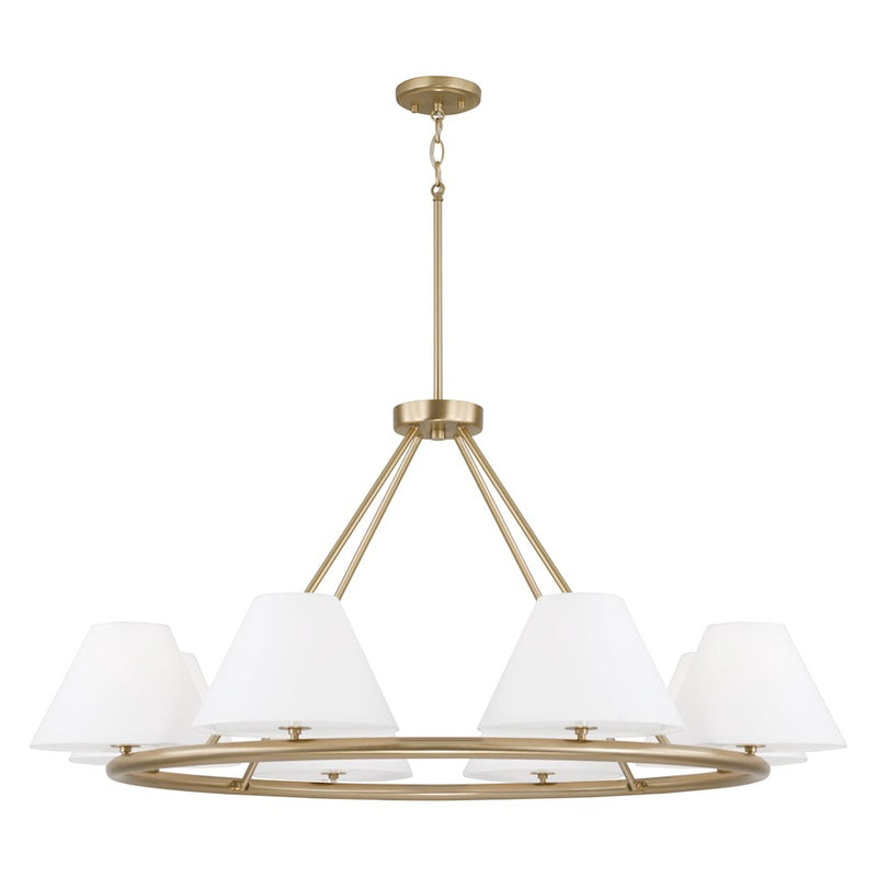 Capital Lighting Parson 8Lt Chandelier, Brass/White Stay-Straights