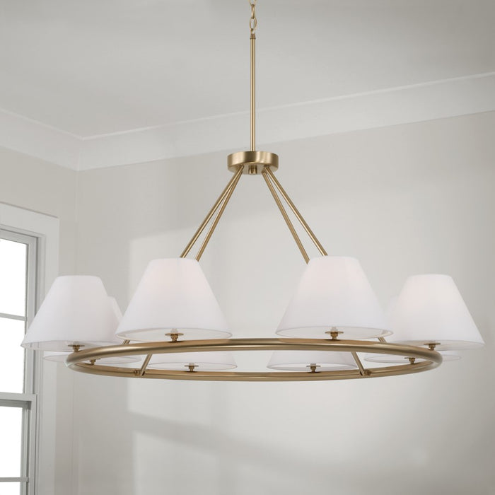 Capital Lighting Parson 8Lt Chandelier, Brass/White Stay-Straights