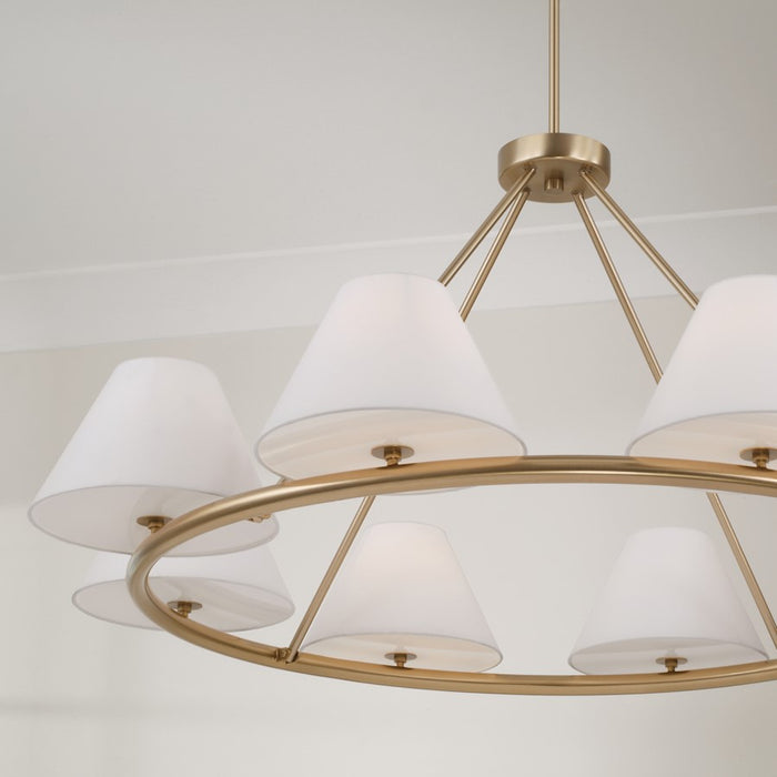 Capital Lighting Parson 8Lt Chandelier, Brass/White Stay-Straights