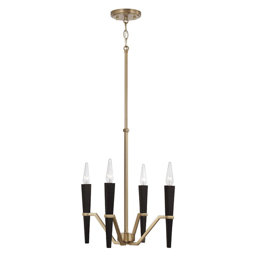 Capital Lighting Enzo 4 Light Chandelier, Aged Brass and Black - 453841AB