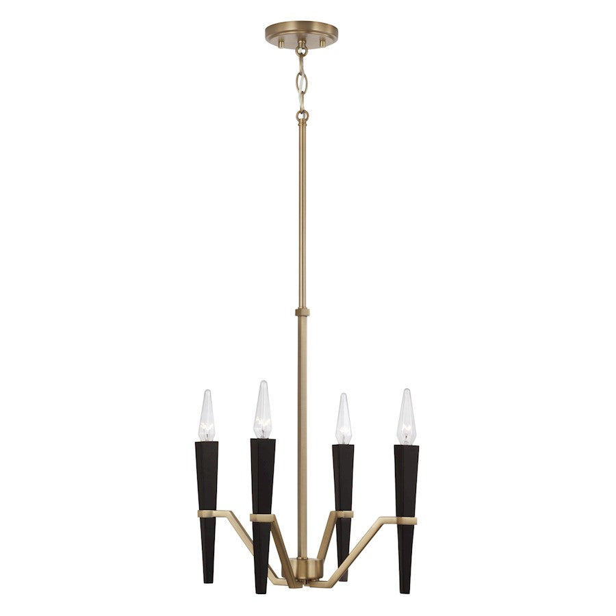 Capital Lighting Enzo 4 Light Chandelier, Aged Brass and Black - 453841AB