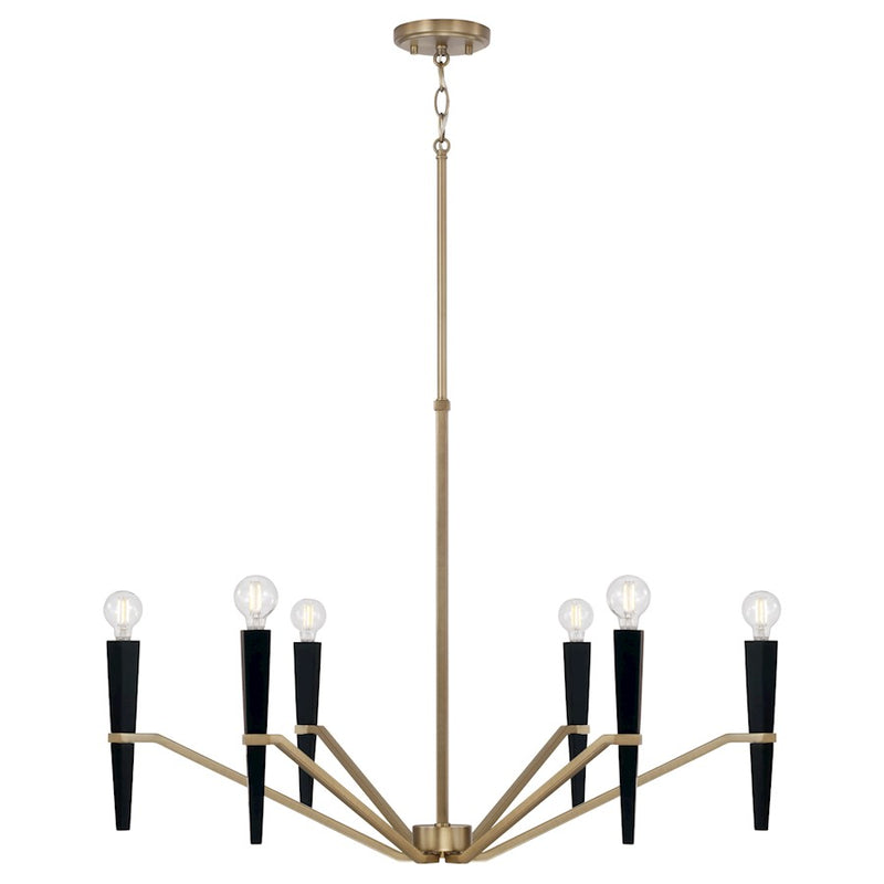 Capital Lighting Enzo 6 Light Chandelier, Aged Brass and Black