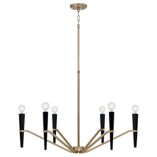 Capital Lighting Enzo 6 Light Chandelier, Aged Brass and Black - 453861AB