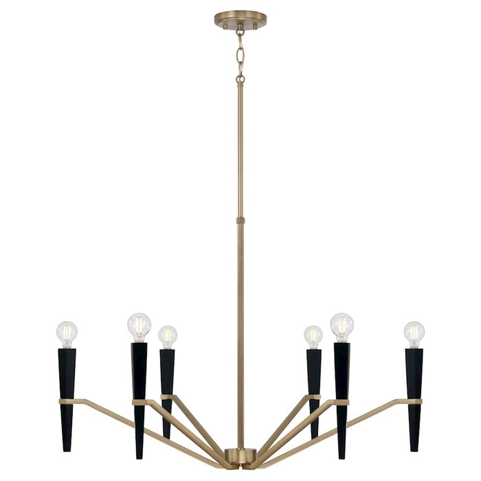 Capital Lighting Enzo 6 Light Chandelier, Aged Brass and Black - 453861AB
