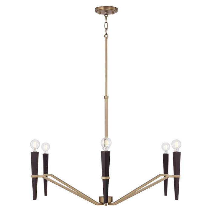 Capital Lighting Enzo 6 Light Chandelier, Aged Brass and Black