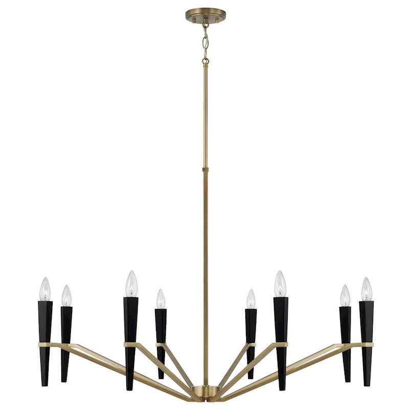 Capital Lighting Enzo 8 Light Chandelier, Aged Brass and Black