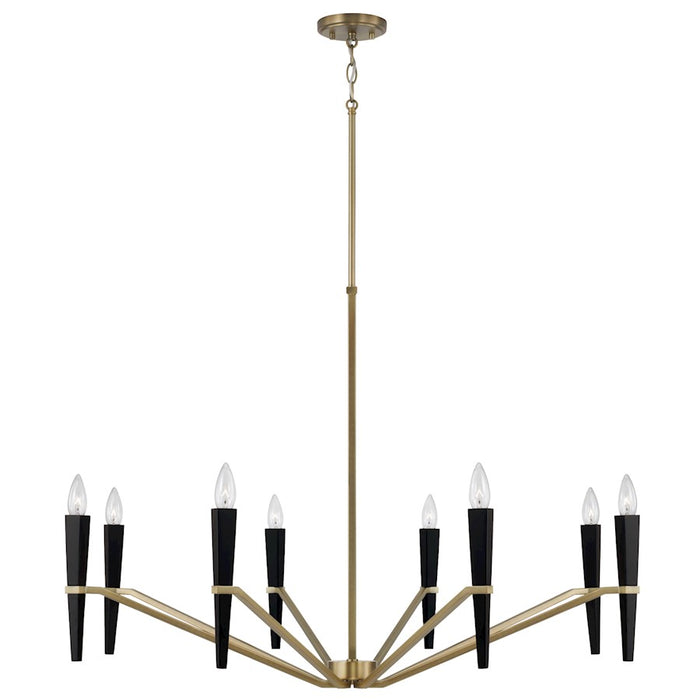 Capital Lighting Enzo 8 Light Chandelier, Aged Brass and Black - 453881AB