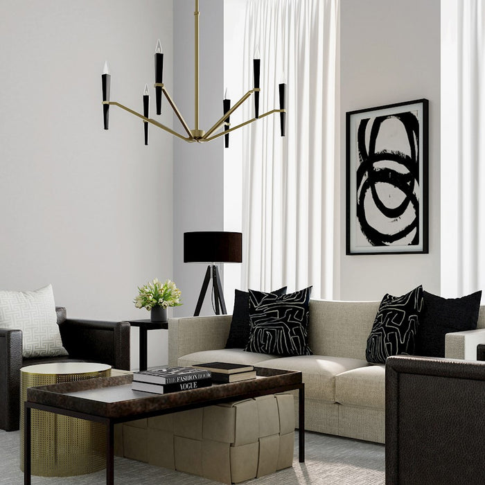 Capital Lighting Enzo 8 Light Chandelier, Aged Brass and Black