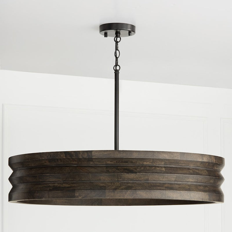 Capital Lighting Dunn 4 Light Chandelier, Espresso Stain and Black