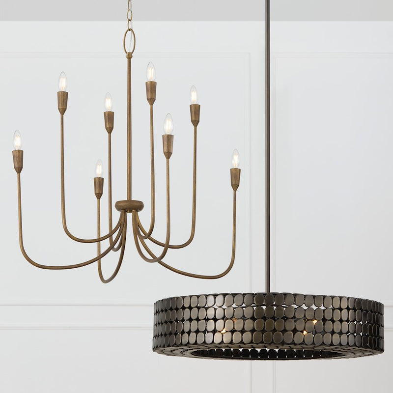Capital Lighting Eliana 4 Light Chandelier, Dark Brass