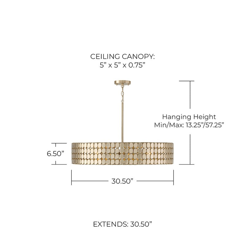 Capital Lighting Eliana 4 Light Chandelier, Champagne Brass