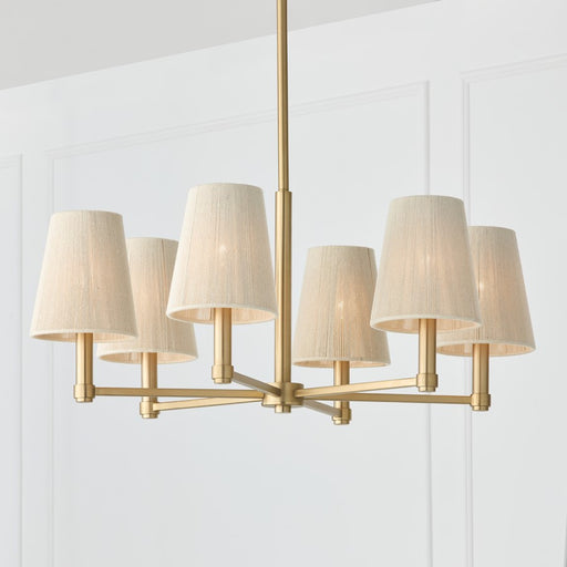 Capital Lighting Mira 6Lt Chandelier, Brass/Bleached Natural Ropes