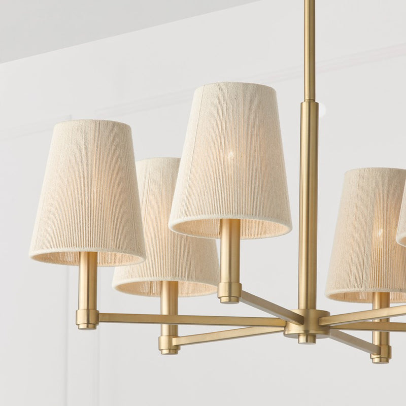 Capital Lighting Mira 6Lt Chandelier, Brass/Bleached Natural Ropes