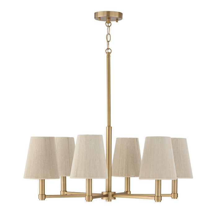 Capital Lighting Mira 6Lt Chandelier, Brass/Bleached Natural Ropes