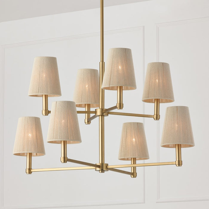 Capital Lighting Mira 8Lt Chandelier, Brass/Bleached Natural Ropes