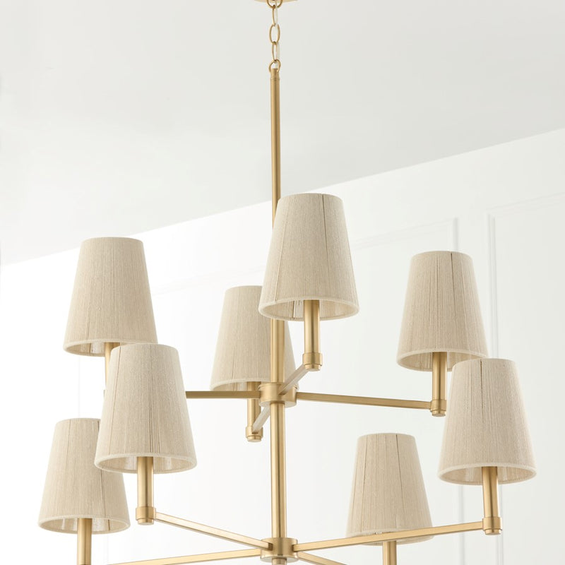 Capital Lighting Mira 8Lt Chandelier, Brass/Bleached Natural Ropes