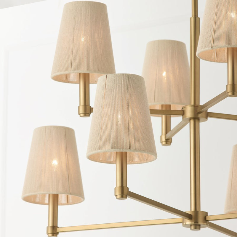 Capital Lighting Mira 8Lt Chandelier, Brass/Bleached Natural Ropes