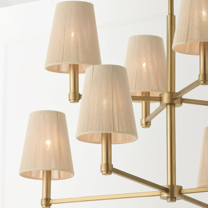 Capital Lighting Mira 8Lt Chandelier, Brass/Bleached Natural Ropes