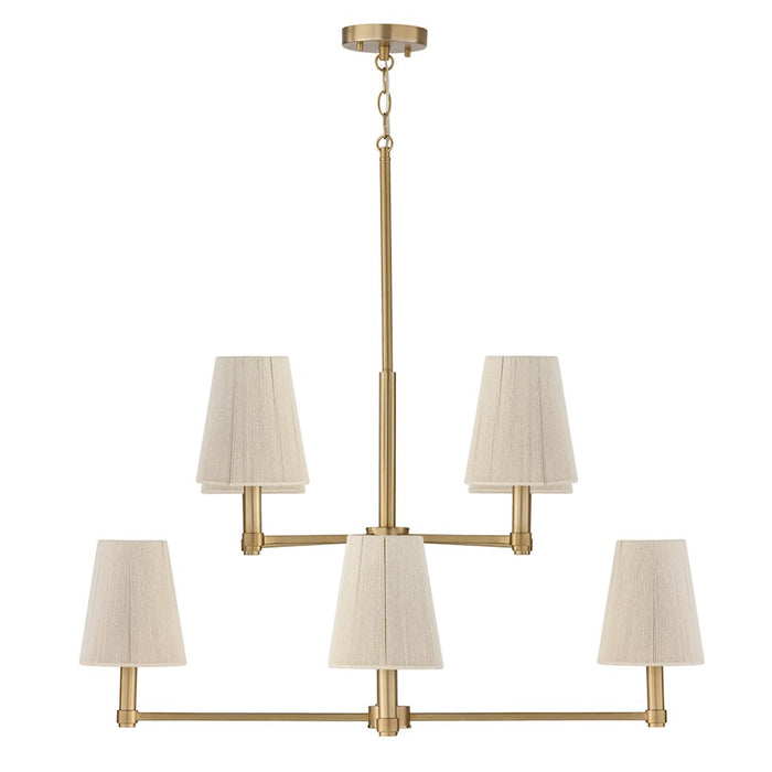 Capital Lighting Mira 8Lt Chandelier, Brass/Bleached Natural Ropes