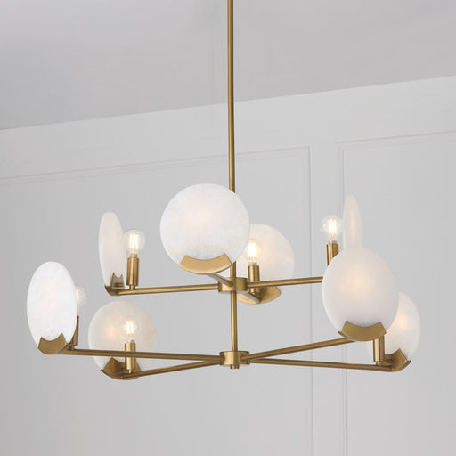 Capital Lighting Oriya 8Lt 35" Chandelier, Brass/Natural Alabaster