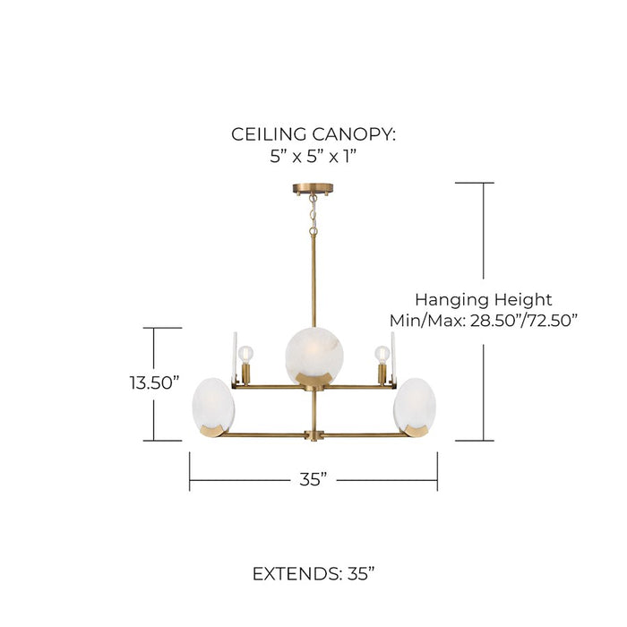 Capital Lighting Oriya 8Lt 35" Chandelier, Brass/Natural Alabaster