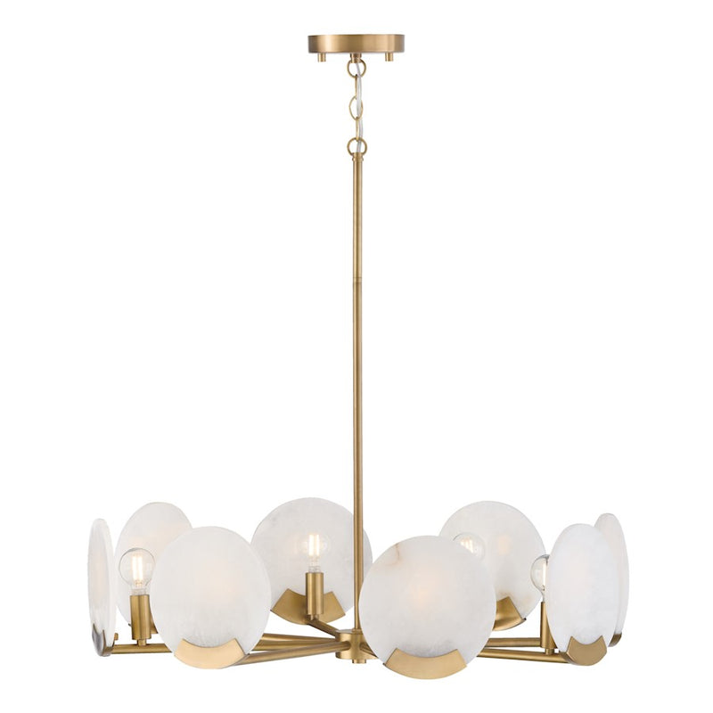 Capital Lighting Oriya 8Lt 28" Chandelier, Brass/Natural Alabaster