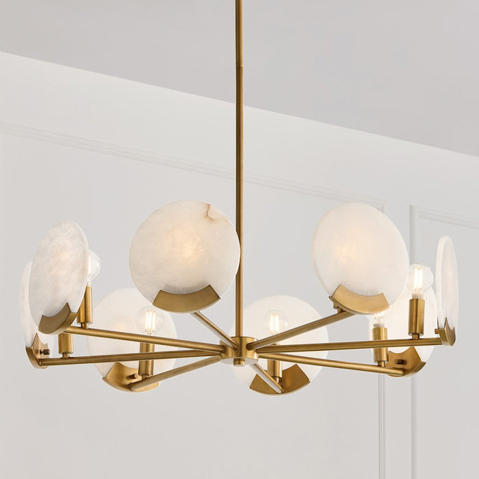 Capital Lighting Oriya 8Lt 28" Chandelier, Brass/Natural Alabaster