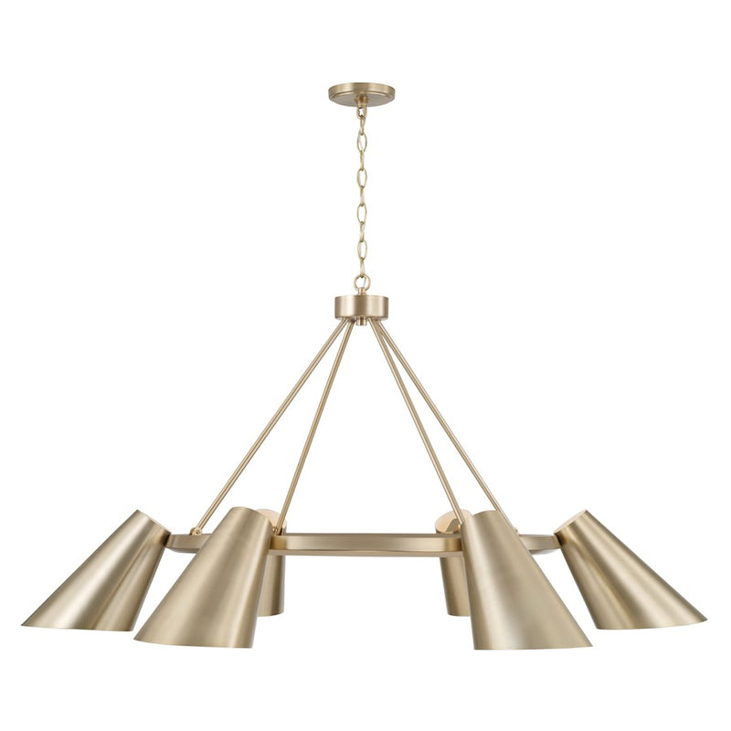 Capital Lighting Leo 6Lt Chandelier, Brass/Brass Metal/White Interior