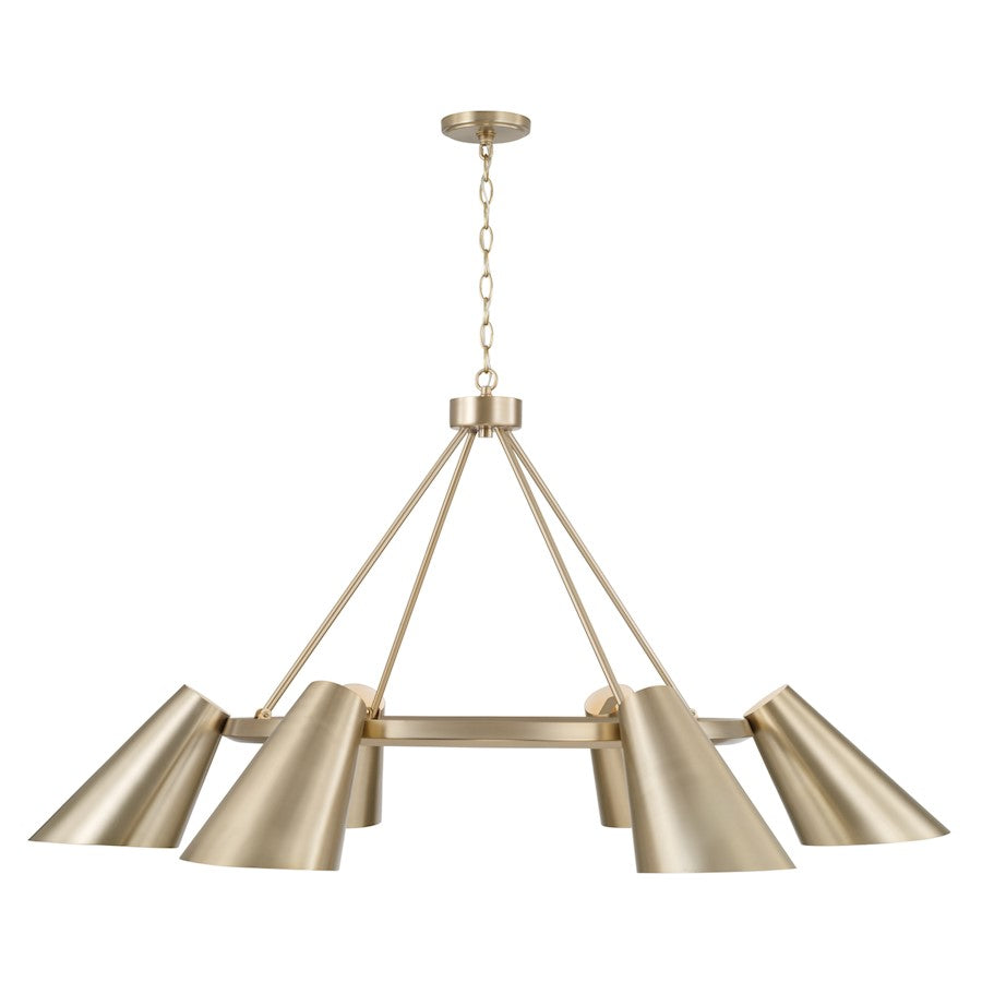 Capital Lighting Leo 6Lt Chandelier, Brass/Brass Metal/White Interior - 454961MA