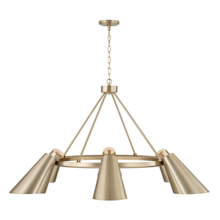 Capital Lighting Leo 6Lt Chandelier, Brass/Brass Metal/White Interior